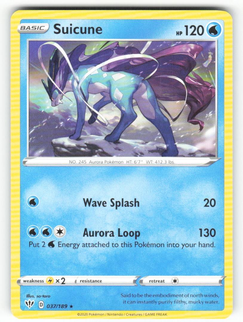 Suicune 037/189 Rare Darkness Ablaze Pokemon Near Mint