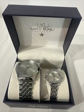 Bob Mackie His/ Her Silver With Swarovski Crystal Watches
