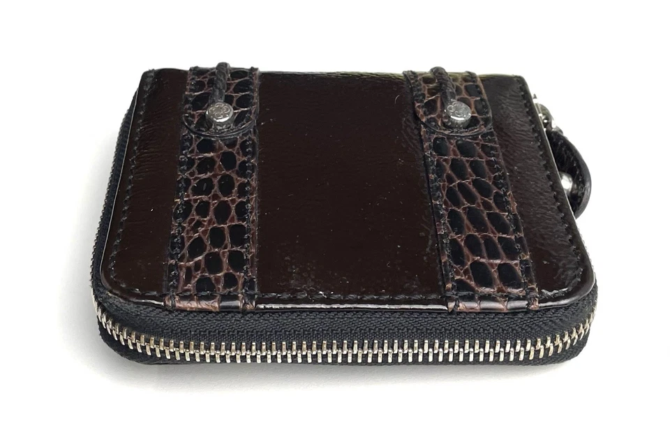 Cartera para tarjetas de cuero marrón Brighton vintage con cremallera alrededor Foto 4 de 4