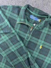 Polo Ralph Lauren Green Plaid Quarter Zip Pullover Sweater XL