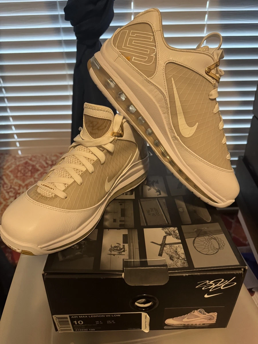 Men’s Nike Air Max Lebron VII 7 White With Gold Low Basketball Shoe. Athletic Nike LeBron 7 QS China Moon Men main image 3