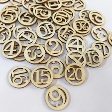 50 Pcs Wooden Craft Scrapbooking Embellishments Wedding Ornament Numbered Chips