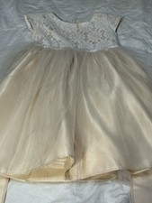 Sweet Kids Girls Formal / Wedding Champagne Color Lace Top With Flare Bottom.