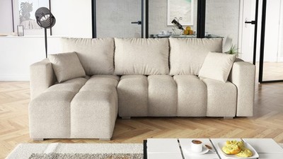 ADLER N2 Universales Ecksofa in L-Form mit Schlaffunktion und Bettkasten, Farbva