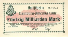 Hamburg Amerika Linie 50 Milliarden Mark 1923 fast Kfr.