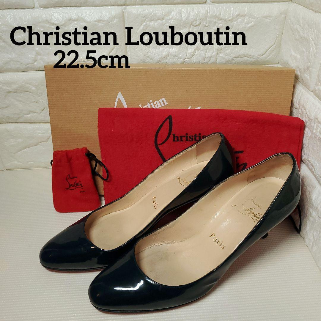 Christian Louboutin 35 Navy Leather Pumps Elegant Stylish Design 