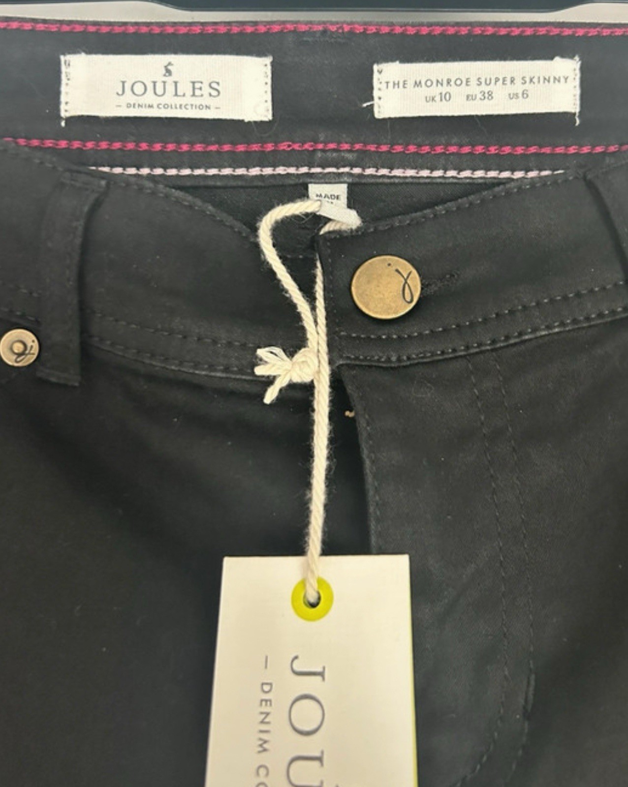 Joules Women X - Monroe Skinny Stretch Jeans - Black- UK 10 image 3