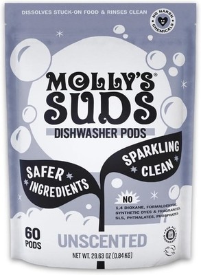 Molly's Suds Dishwasher Pods | Clean Dishwasher Detergent, Cuts Grease & Rinses 