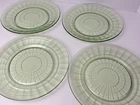Vtg Set of 4 Anchor Hocking Green Depression Glass 9.25" Plates Glows Unmarked