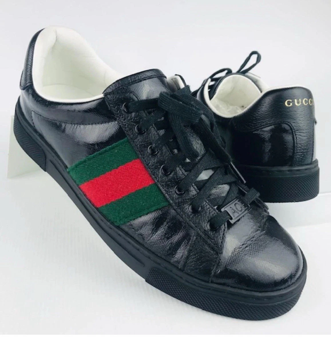 Baskets GUCCI ACE GG Supreme noires taille 6,5 rayures logo authentique