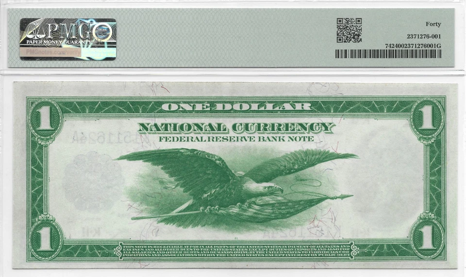 1918 $1 Federal Reserve Note  Dallas FR.740 PMG 40 EXTREMELY FINE Green Eagle - Image 2 of 4