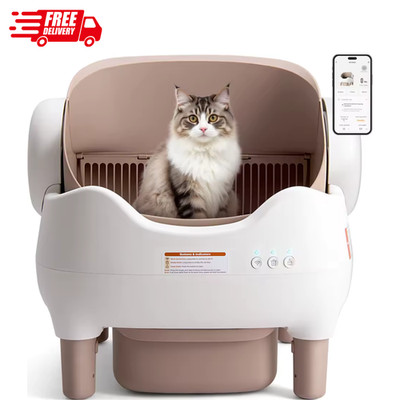 Self-Cleaning Cat Litter Box Automatic App Control Odor-Free Large Waste Bin