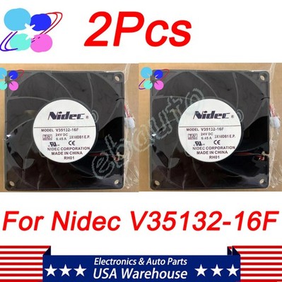 2PCS For Nidec V35132-16F V35132-55RA Inverter Axial Fan 2-pins 24V 0.45A