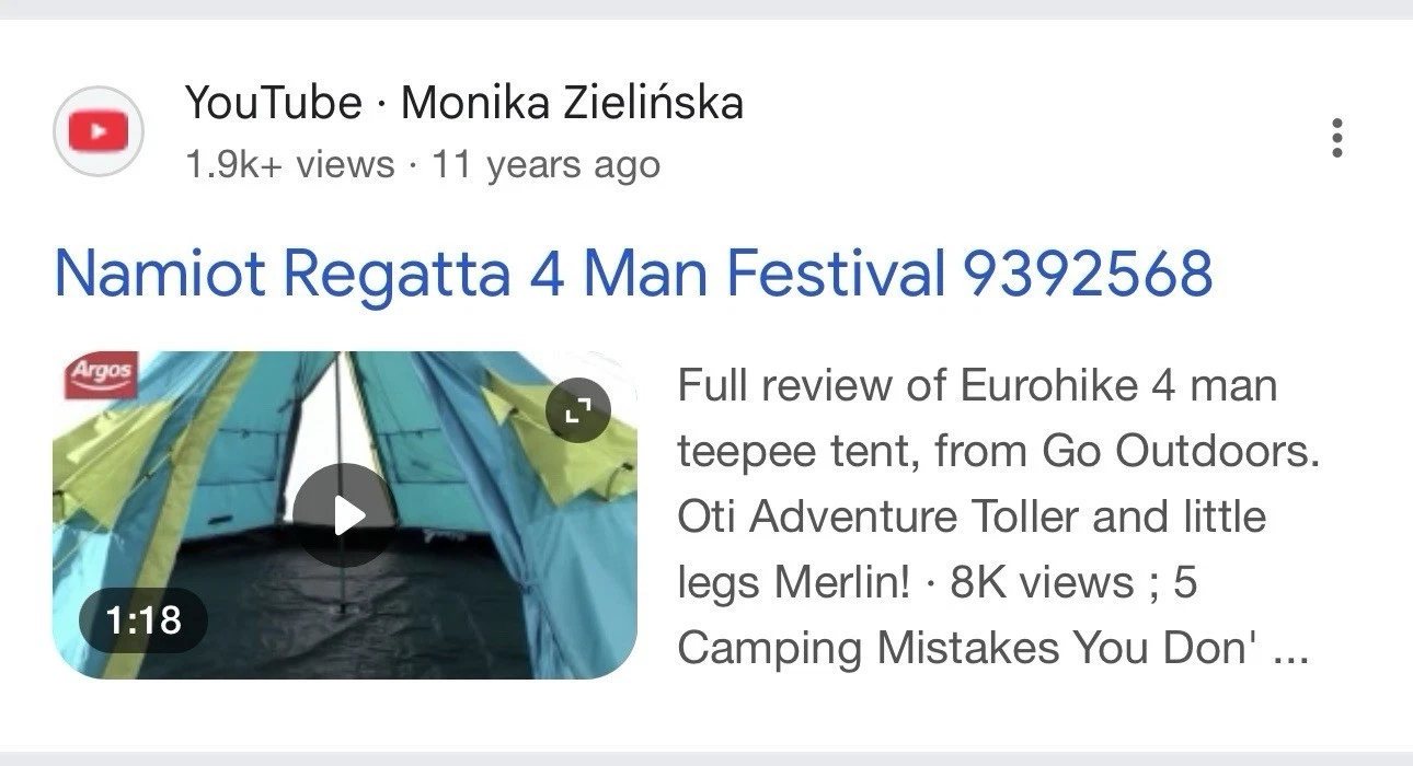 Namiot Regatta 4 Man Festival Tent ⛺ Teepee Style. See YouTube! Glasyonbury!
Opens in a new window o