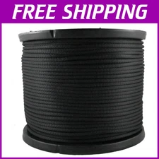 Strong 1/4” Black Polyester Rope 500 Ft - Versatile for Outdoor & Indoor Tasks