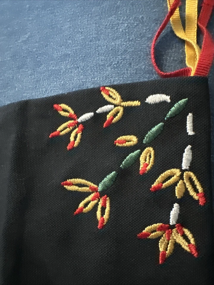 Funda Cojín Almohada Ikea VINTERFINT 16x 23" Bordada, Negra Floral, NUEVA Foto 2 de 4