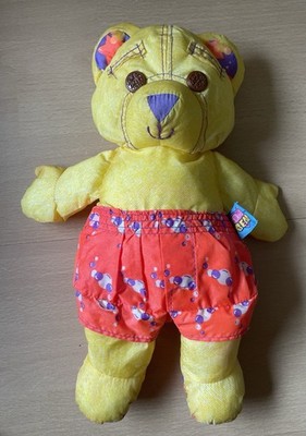 Doodle Bear Tyco 90er, gelb mit roten Bubble-Shorts, beschreibbar & waschbar
