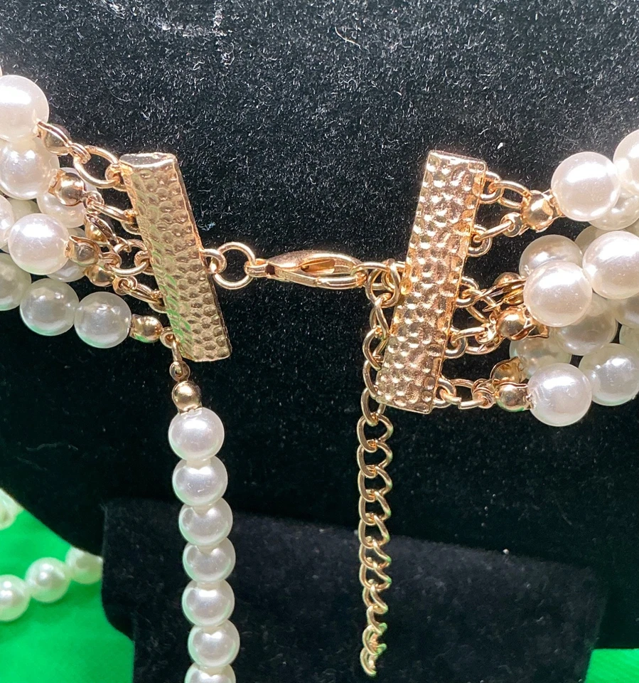 "Nuevo conjunto de joyas collar de perlas de imitación de 7 hilos regalo mujeres adolescentes grande 32""" Foto 3 de 4