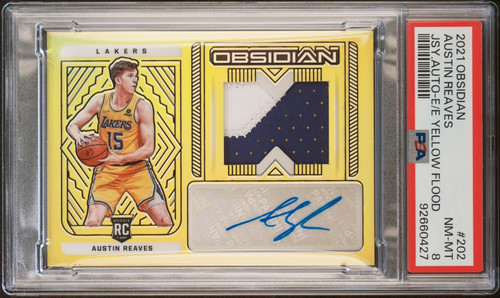 2021 Panini Obsidian Austin Reaves #202  Rookie Patch Auto Yellow Flood /10 RPA