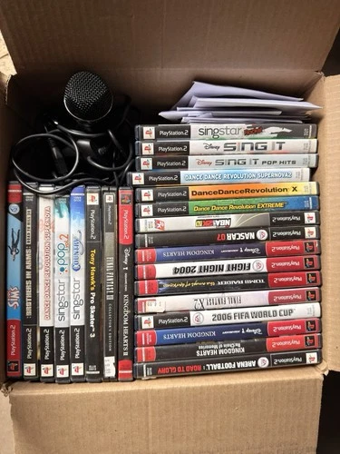 PlayStation 2 PS2 Game Lot Bundle 35 Total Plus Mic Tested Working