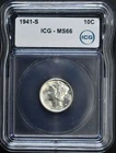 1941-S Mercury Dime ICG MS66