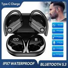 Bluetooth 5.3 Sports Earbuds - Wireless Ear Hook Headphones with 60H Playtime