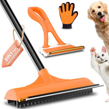 Carpet Rake for Pet Hair Removal - Reusable Dog  Cat Hair Remover with 58" Rein