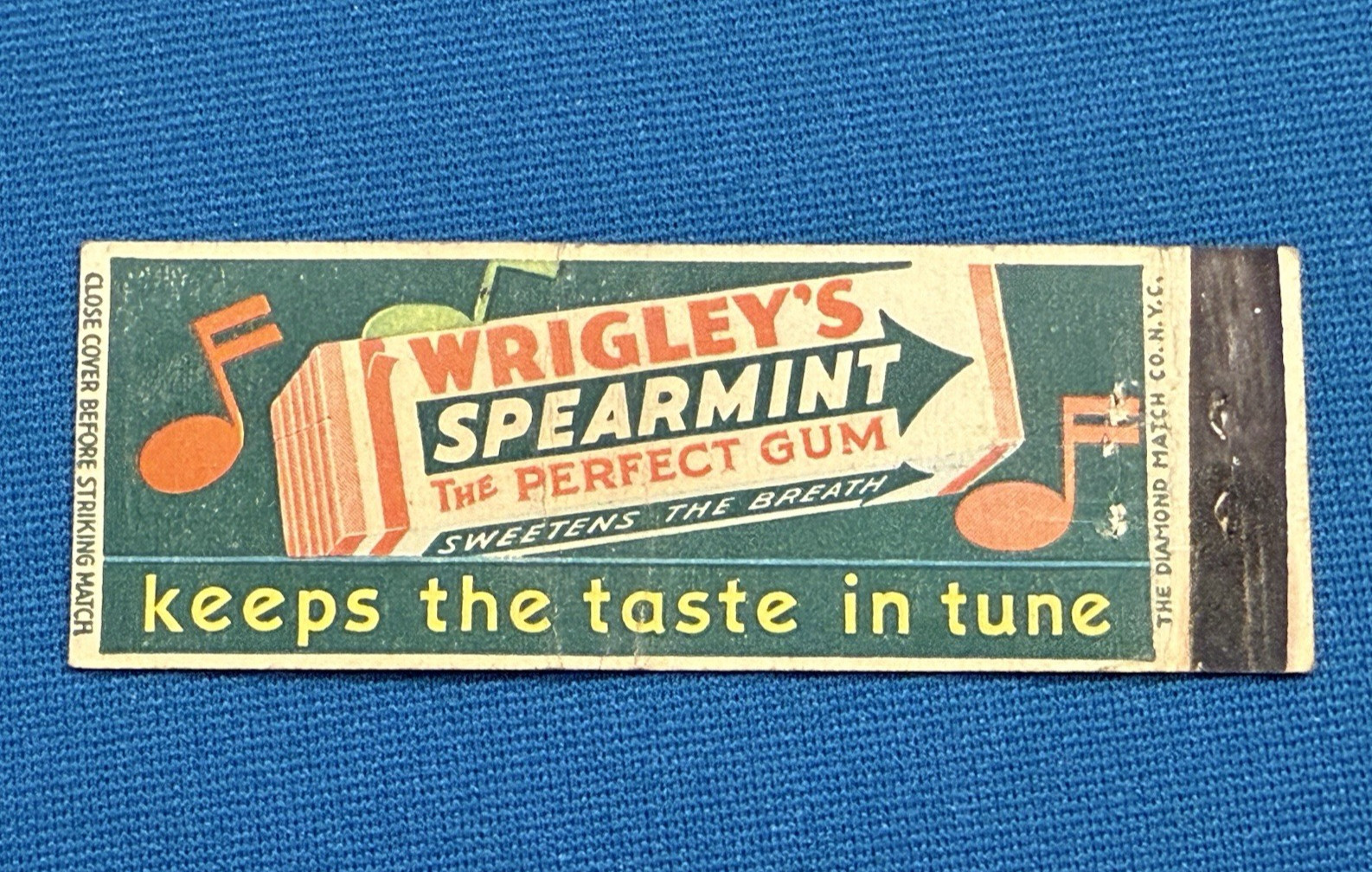 Wrigley's Spearmint Chewing Gum Advertising VTG Matchbook Cover #1614