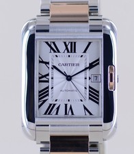Cartier Uhr Tank Anglaise XL Automatic Steel Gold Dresswatch rar roman Dial Date