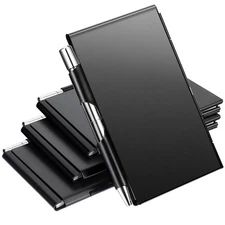 Chinco 4 Pieces Metal Pocket Notebook Portable Aluminum Notepad with Mini Pen...