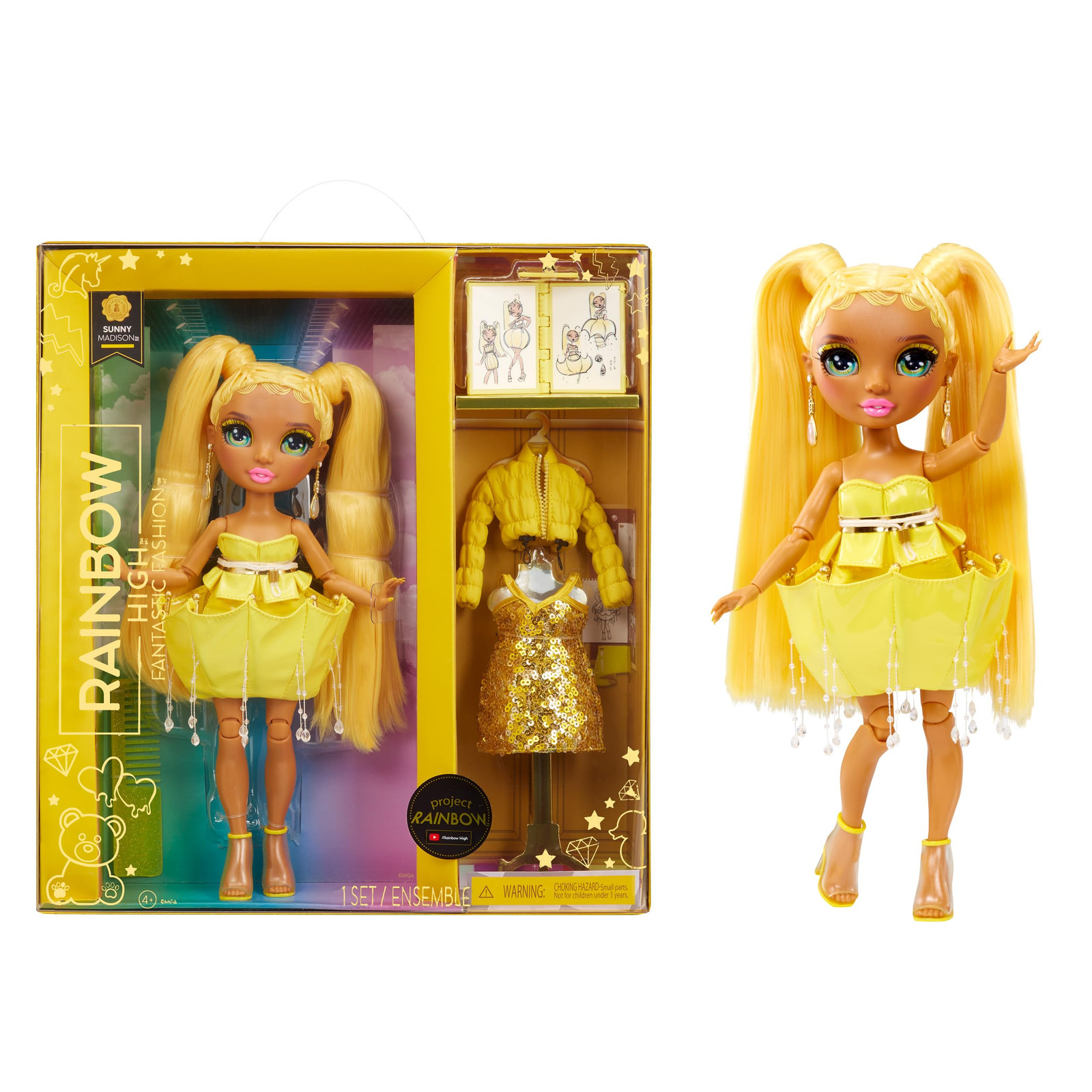 Rainbow High Fantastic Fashion Doll - SUNNY MADISON - Bambola fashion gialla da