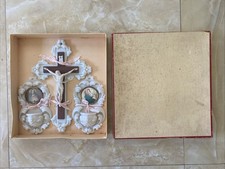 Completo D’epoca con coppia di acquasantiere e Crocefisso in Bachelite