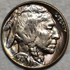 Gem Uncirculated 1937-D Buffalo Nickel, Radiant, Iridescent Toned Beauty.