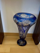 Vintage Vase, Kristallglas, Kobaltblau  Gesch...