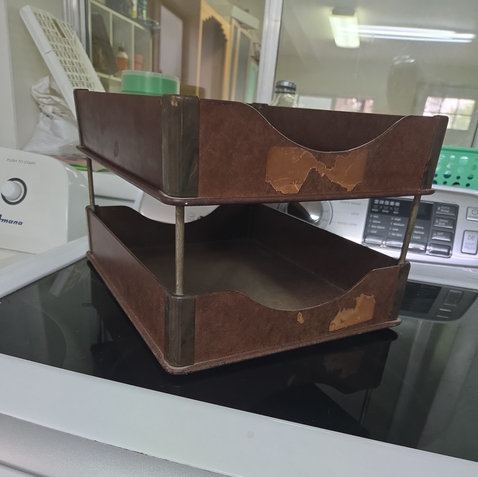 A genuine Chicago-made Bakelite MCM letter tray — a true artifact of the golden age of office design, not a reproduction.
