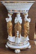 Incredible 1800s French Empire-Style Gilt Porcelain Neoclassical Centerpiece