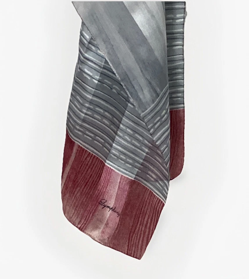 Symphony 13x60 дюймов полиэтилен? Шарф чистый w/блеск серебро/легкий бордовый линейный дизайн VNT - Изображение 4 из 4