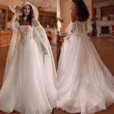 Simple Elegant Wedding Dresses A Line Shawl Appliques Off Shoulder Bridal Gowns