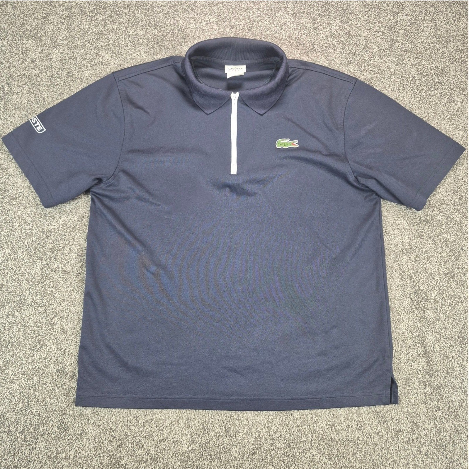 Vintage Lacoste Sport 1/4 Zip Polo Shirt Mens Size 5 (Large) Navy Blue Crocodile