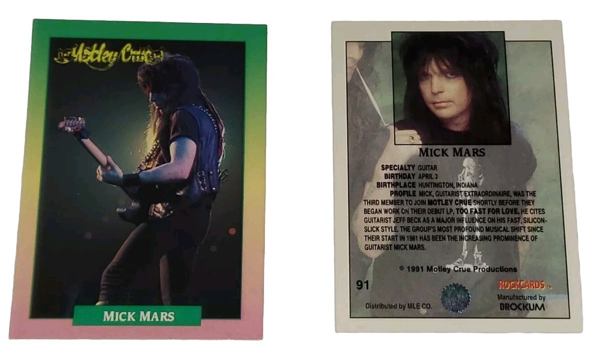 1991 Brockum RockCards #91 Mick Mars Motley Crue Rock Hair Metal