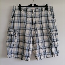 Route 66 Mens Mid Rise Flat Front Lightweight Plaid Cotton Cargo Shorts Size 40
