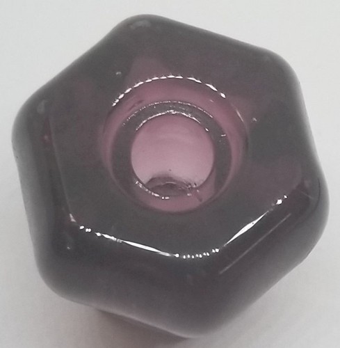 1" PURPLE AMETHYST HEXAGONAL Glass Knob 1 inch Hexagon antique vintage old retro - Picture 2 of 8