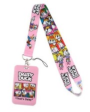 Daisy Duck Cartoon Character Pink Lanyard With ID Holder Keychain