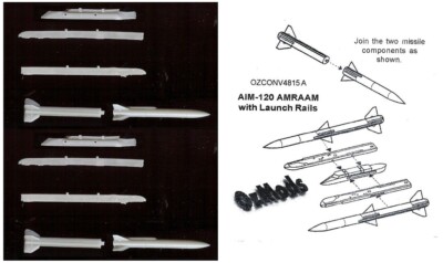 1/48 OZMODS 4815-A; AIM-120 AMRAAM Missiles x 2 (Double Missile Fit)