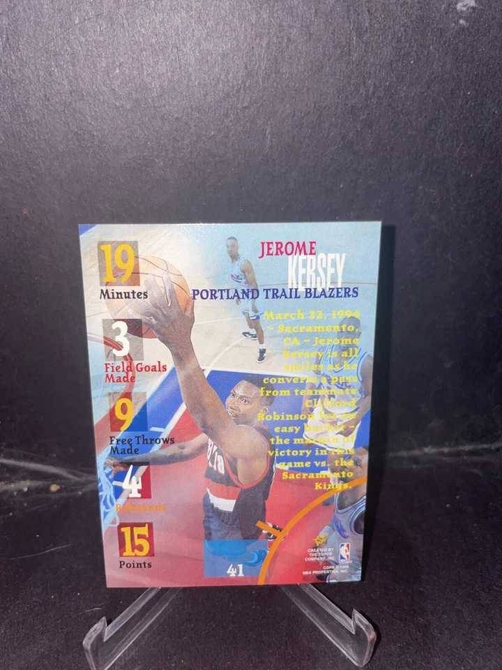 1994-95 Topps Stadium Club Basketball #41 Jerome Kersey Through the Glass - Image 2 of 2