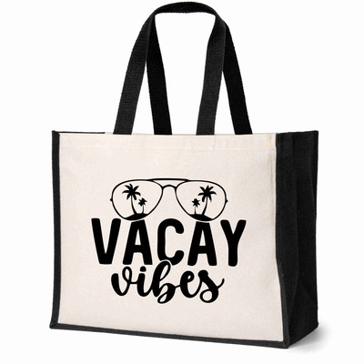 Vacay Vibes Strand Tragetasche Urlaub ideal für Reisen Damen Canvas Shopper