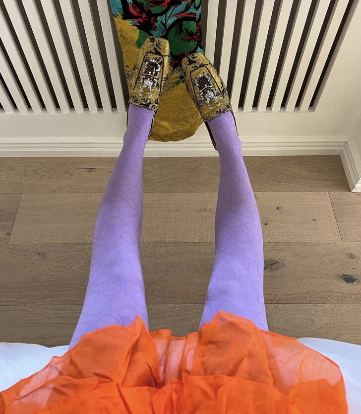 SIZE M L IRIS APFEL X H M JACQUARD KNIT TIGHTS 2PC HOSIERY eBay