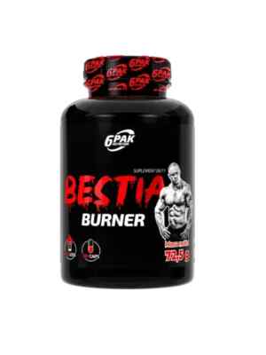 6PAK Nutrition Bestia Burner 100 Kapseln Fatburner Diät (206,76 /Kg) MHD 01/2026