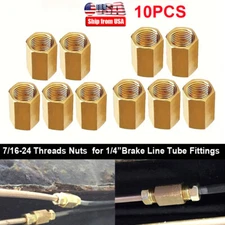 (Usa) 7/16-24 Thread Inverted Flare Union For 1/4" Brake Line Tubing (10Pcs/Set)