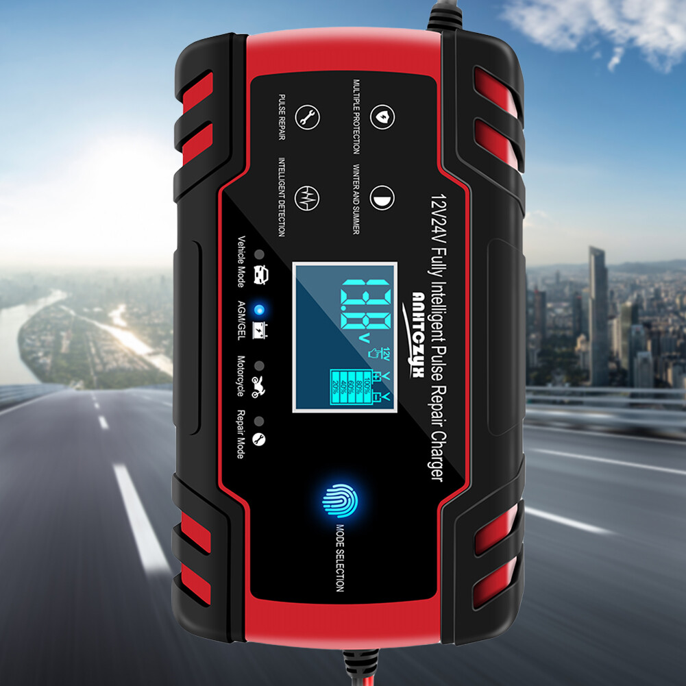 Car Battery Charger 4A 8A Digital Battery Charger for Gel AGM Wet (EU